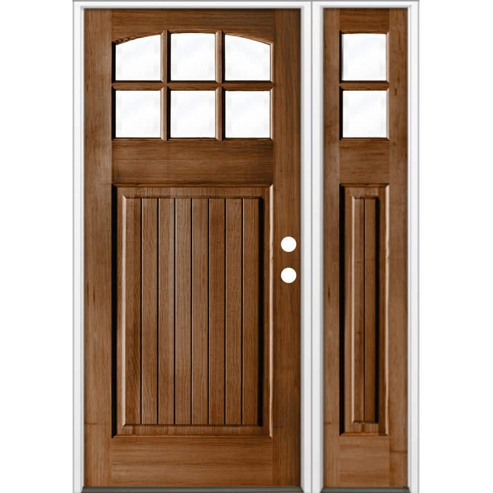 50 in. x 80 in. V-Groove Arch 6-Lite Clear Glass Provincial Stain Left Hand Hemlock Wood Prehung Front Door w/RSL price history on PriceWatchPro