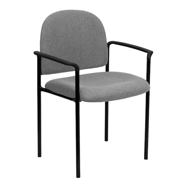 Carnegy Avenue Tiffany Fabric Steel Side Reception Ergonomic Stack Chair in Gray Fabric with Arms