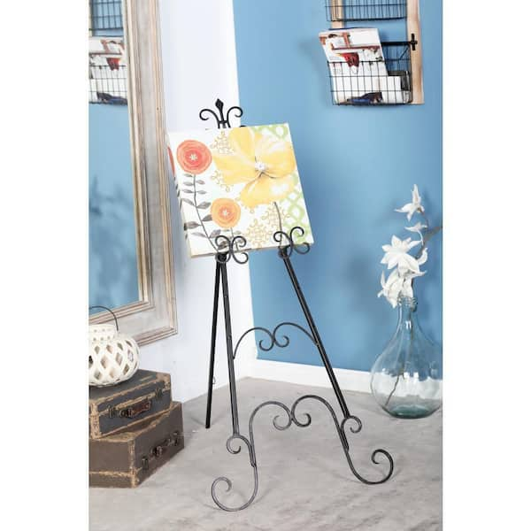 Litton Lane Black Metal Large Free Standing Adjustable Display Stand ...