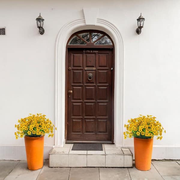 15 in. Yellow Outdoor Artificial Morning Glory Flower UV