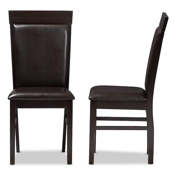 Baxton Studio Thea Dark Brown Faux Leather Dining Chair (Set of 2