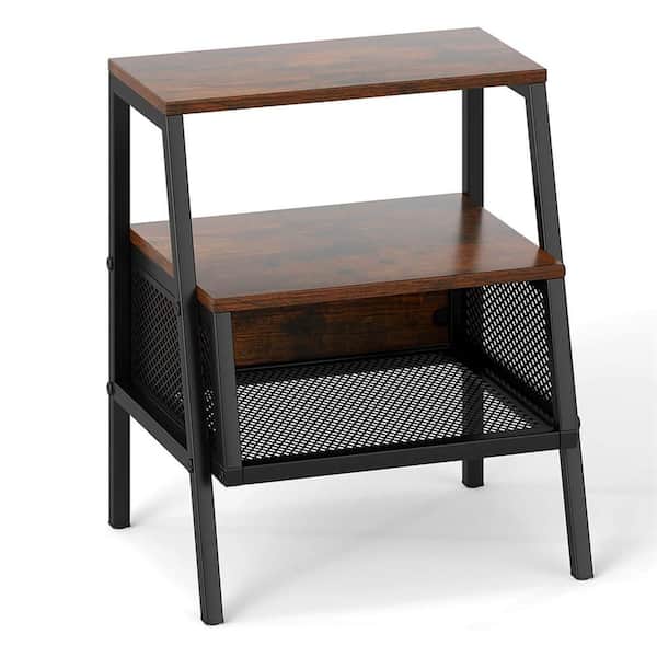 Costway 1 PCS Rustic Brown 0 Drawer 18 in. W Industrial Nightstand Costway 1 PCS Rustic Brown 0 Drawer 18 in. W Industrial Nightstand