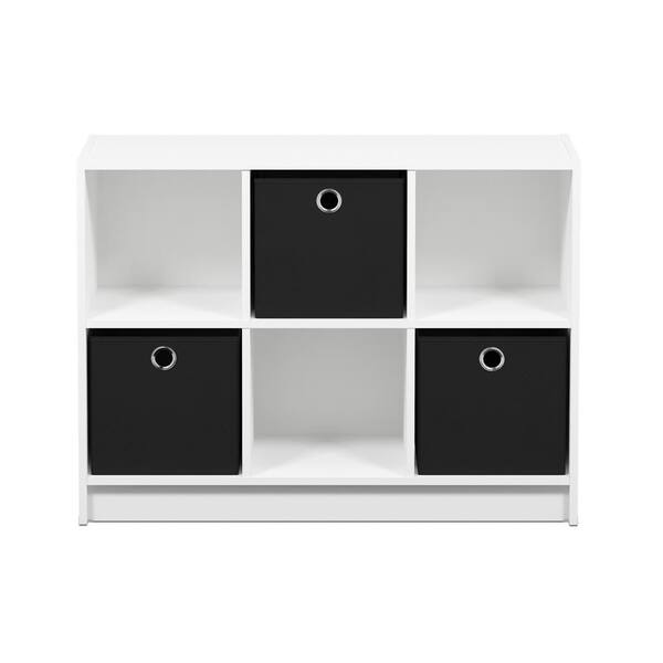 Black Wood 3 Shelf Cube Bookcase, Cube Unit Bookcase Black