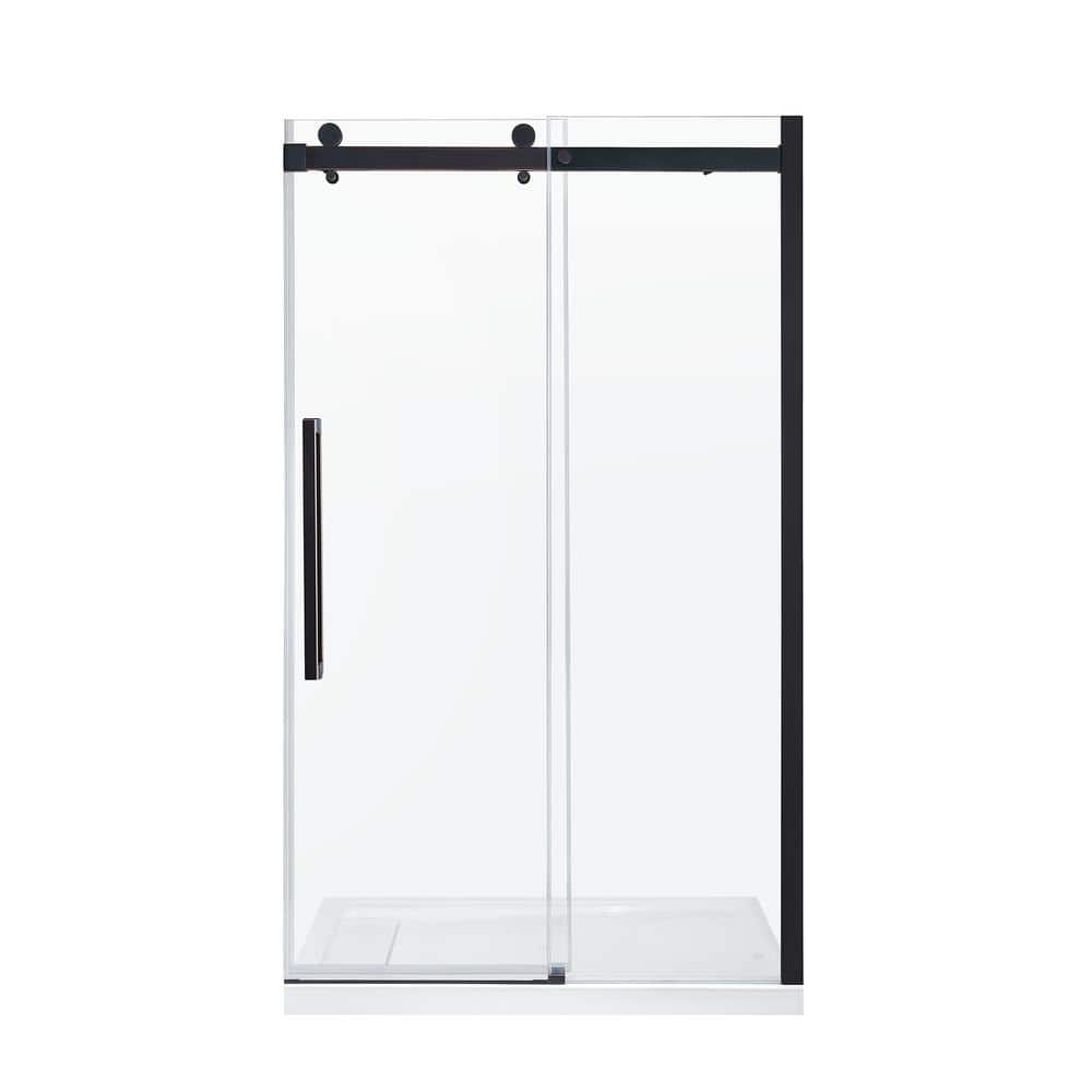 Bel 48" x 78.75" Oil-Rubbed Bronze Frameless Sliding Shower Door