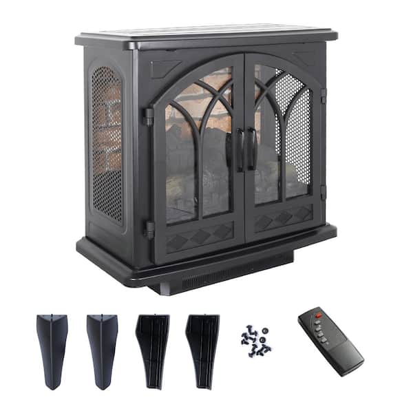 23.7 in. 1500-Watt Black 5000 BTU Freestanding Electric Fireplace Utility Convection Infrared Space Heater with Remote