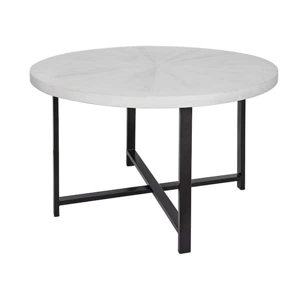 Benjara 47.2 in. White Wood Top 4 Legs Dining Table (Seat of 3)