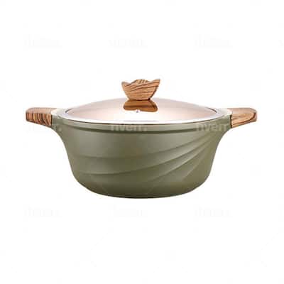 4 qt. Granite Stone Coating Nonstick Stock Pot in Green with Lid 2-Piece