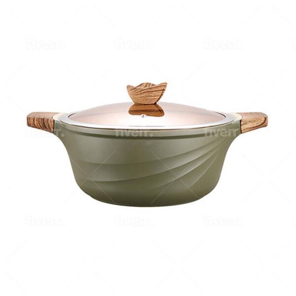 Unbranded 4 qt. Granite Stone Coating Nonstick Stock Pot in Green with Lid 2-Piece