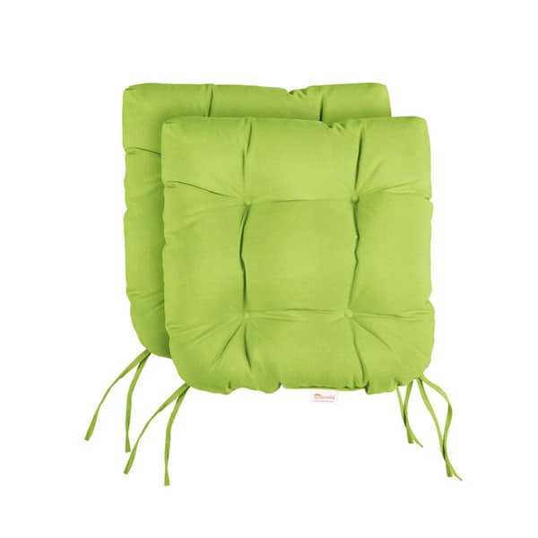 SORRA HOME Sunbrella Canvas Macaw Tufted Chair Cushion Round U-Shaped Back 19 x 19 x 3 (Set of 2)