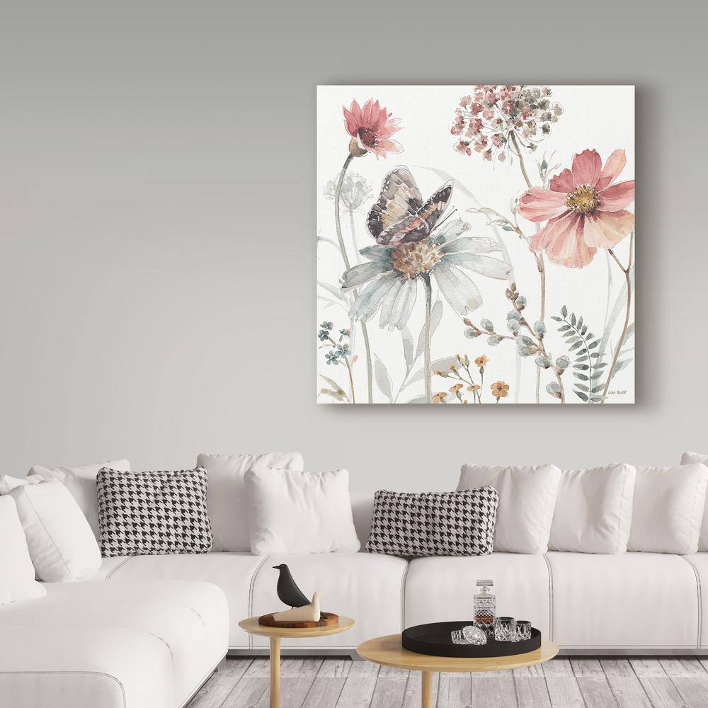 Lisa Audit Floral Butterfly Canvas Print with Floater Frame, 35'' x 35''