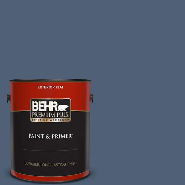 BEHR PREMIUM PLUS 1 gal. #BIC-52 Loyalty Flat Exterior Paint & Primer