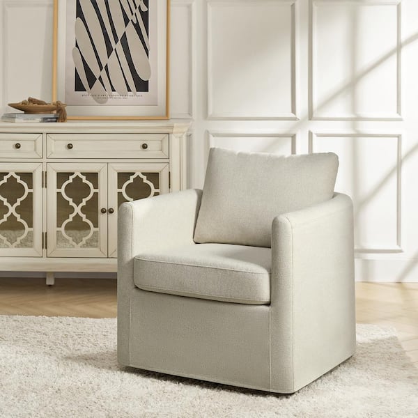 Christepher Linen Modern Slipcovered 360° Swivel Arm Chair