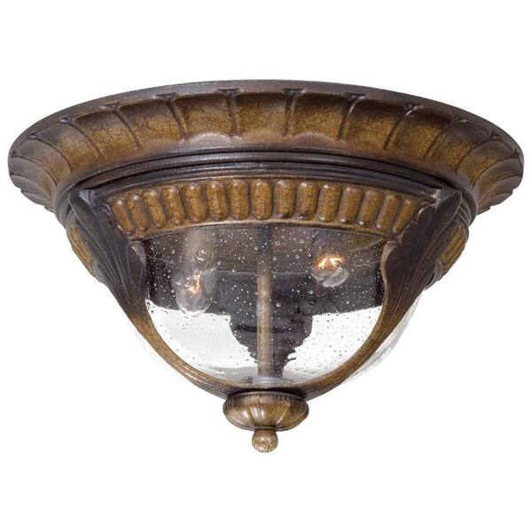 the great outdoors by Minka Lavery Kent Place 2-Light Outdoor Prussian Gold Flush-Mount Light