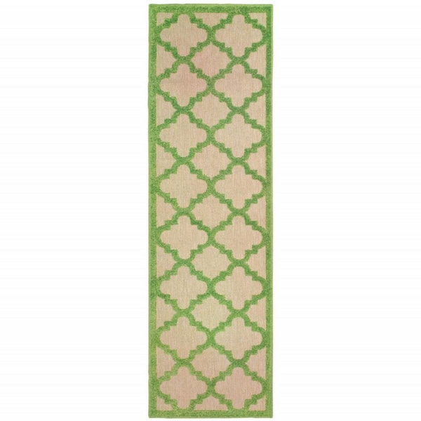 Green 2 ft. x 8 ft. Loomed Polypropylene Rectangle Indoor/Outdoor Area Rug