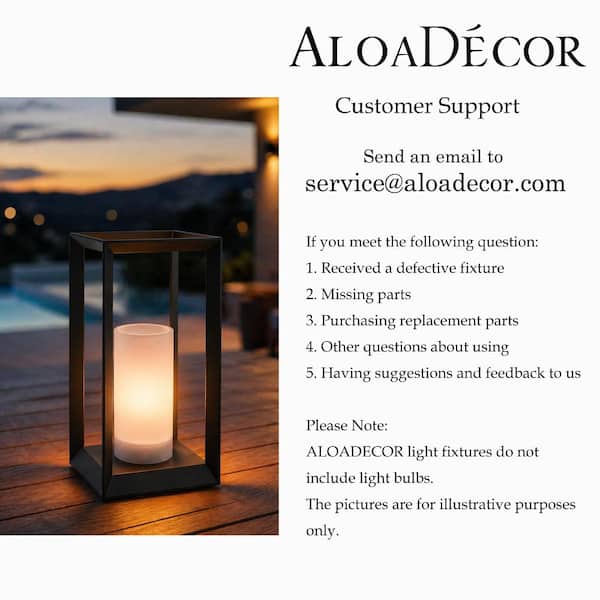 ALOA DECOR H14'' Modern Minimalist Open Frame Solar Lantern with