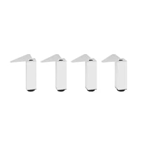 5 15/16 in. (150 mm) Matte White Metal Square Furniture Leg with Leveling Glide (4-Pack)
