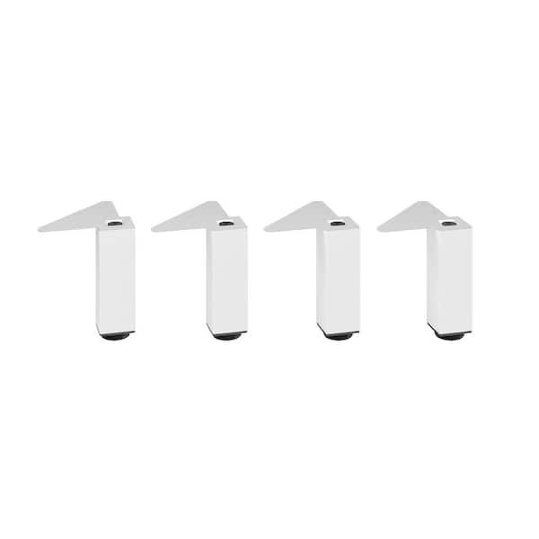 Richelieu Hardware (4-Pack) 5 15/16 in. (150 mm) Matte White Metal Square Furniture Leg with Leveling Glide