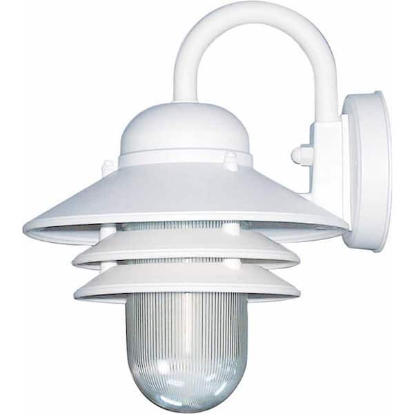 1-Light White Polycarbonate Outdoor Nautical Wall Lantern Sconce Wall Mount Sconce