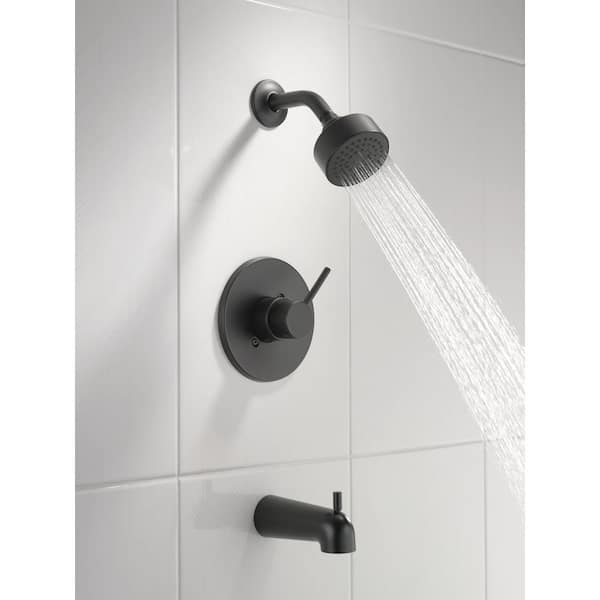 Modern Cylindrical 1-Handle Wall Mount Tub and Shower Trim Kit in Matte Black (Valve Not Included)