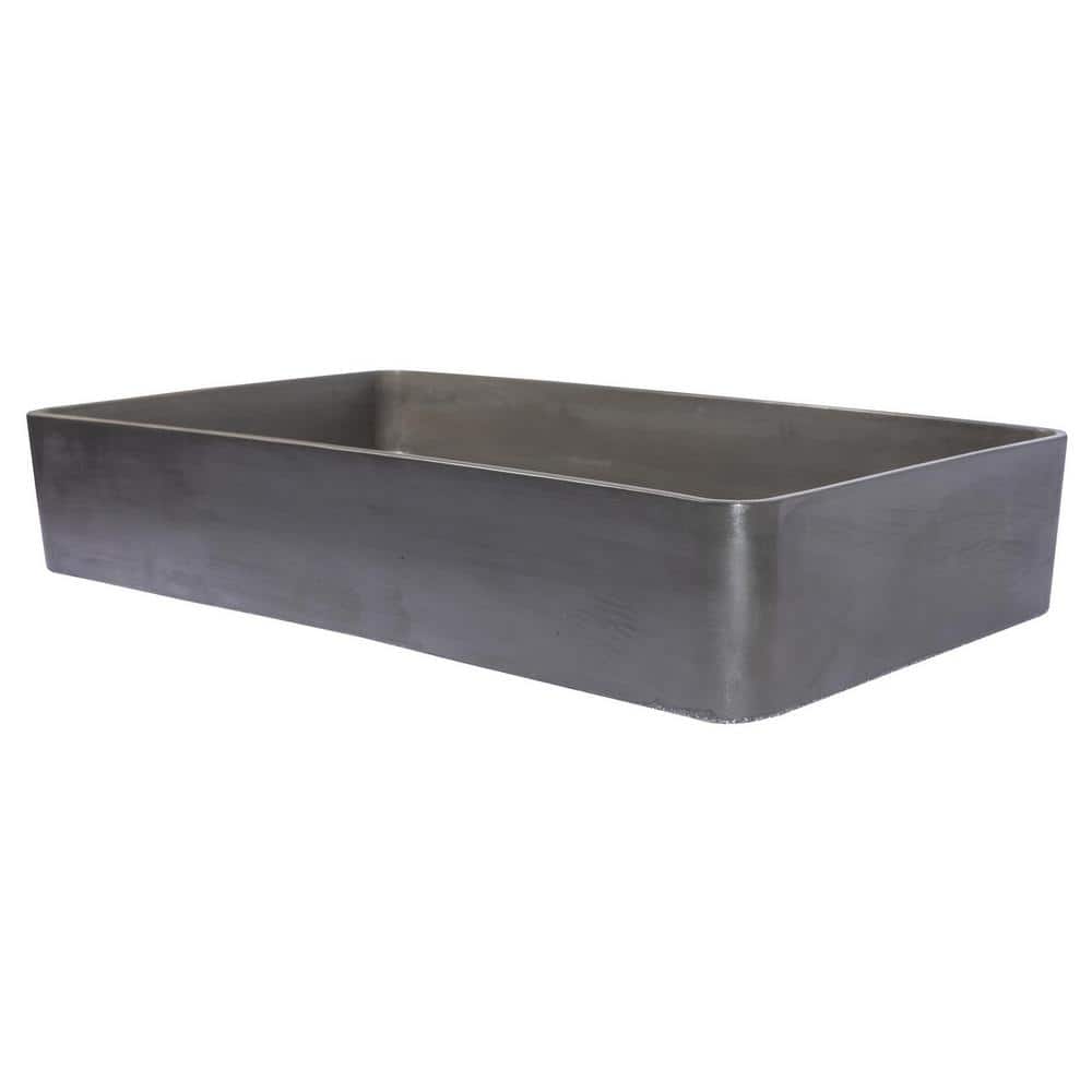 Charcoal Concrete Rectangular Vessel Sink with Rounded Corners