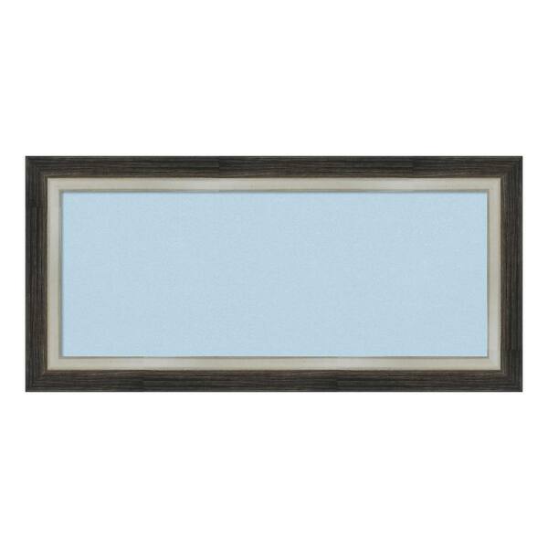 Amanti Art Brushed Metallic Wood Framed Blue Cork Memo Board