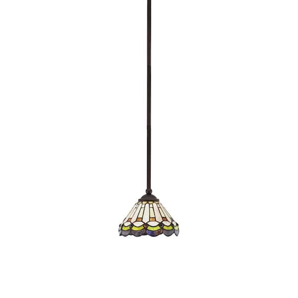 Unbranded Clevelend 100-Watt 1-Light Brown Pendant Mini Pendant Light with Cyprus Art Glass Shade and Light Bulb Not Included