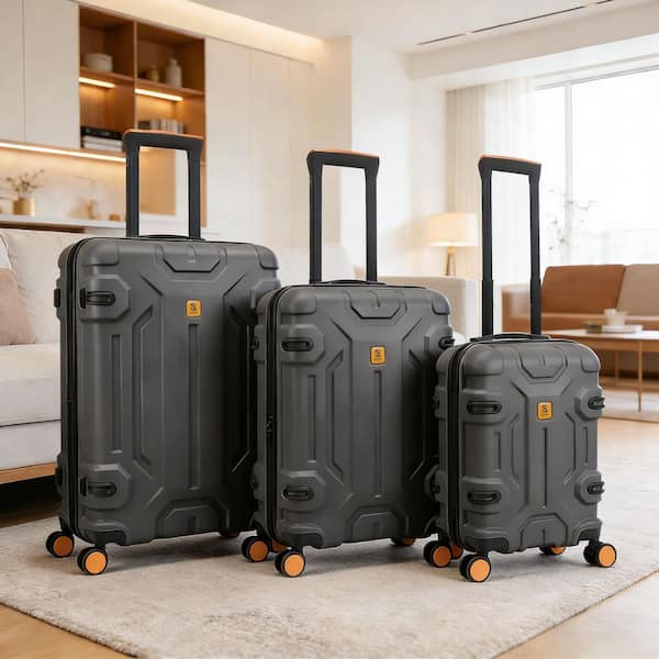 HIKOLAYAE 3 Piece Dark Grey ABS Unbreakable Hardside Spinner