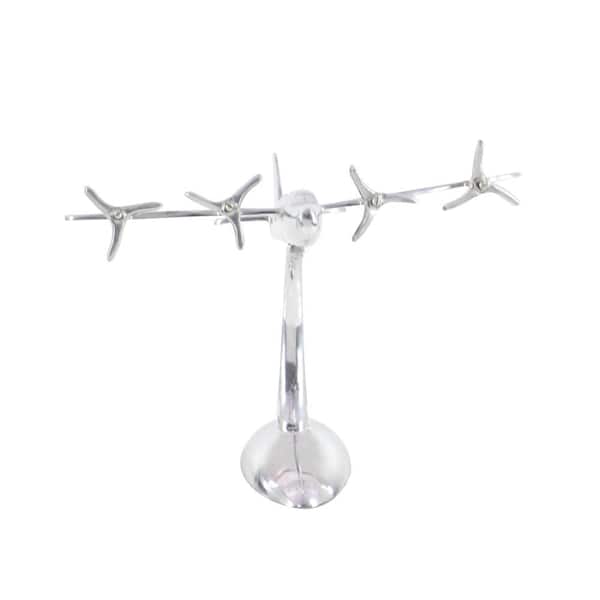 Litton Lane 17 in. x 9 in. Silver Aluminum Airplane Sculpture