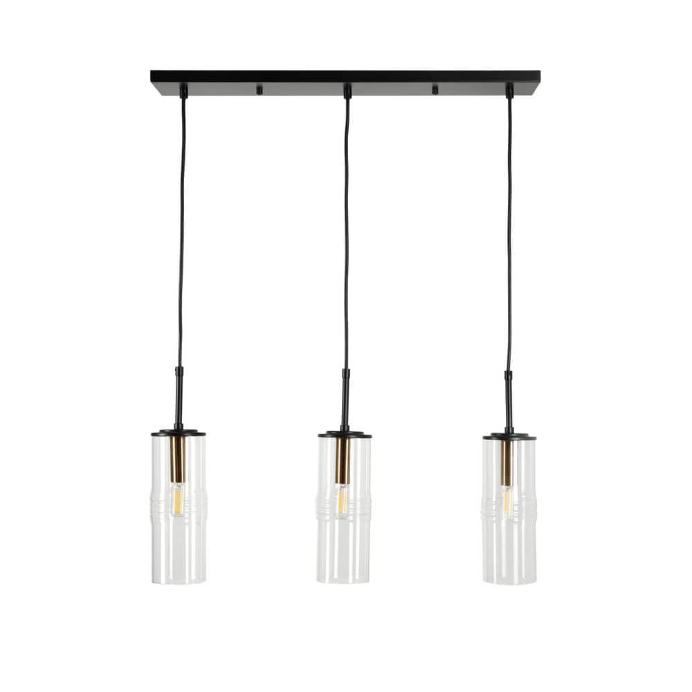 Caulford 120-Watt 3-Light Black Shaded Pendant Light with Clear Glass Shade price history on PriceWatchPro