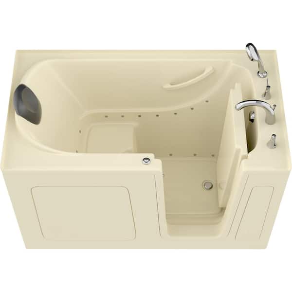 Universal Tubs Safe Premier 60 in. L x 32 in. W Right Drain Walk-in Air Bathtub in Biscuit