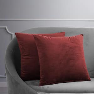 Signature Burgundy Red Velvet Cushion Cover - 18 in. W x 18 in. L (Pair)