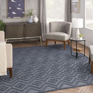 Versatile Navy Blue 8 ft. x 10 ft. Diamond Contemporary Area Rug