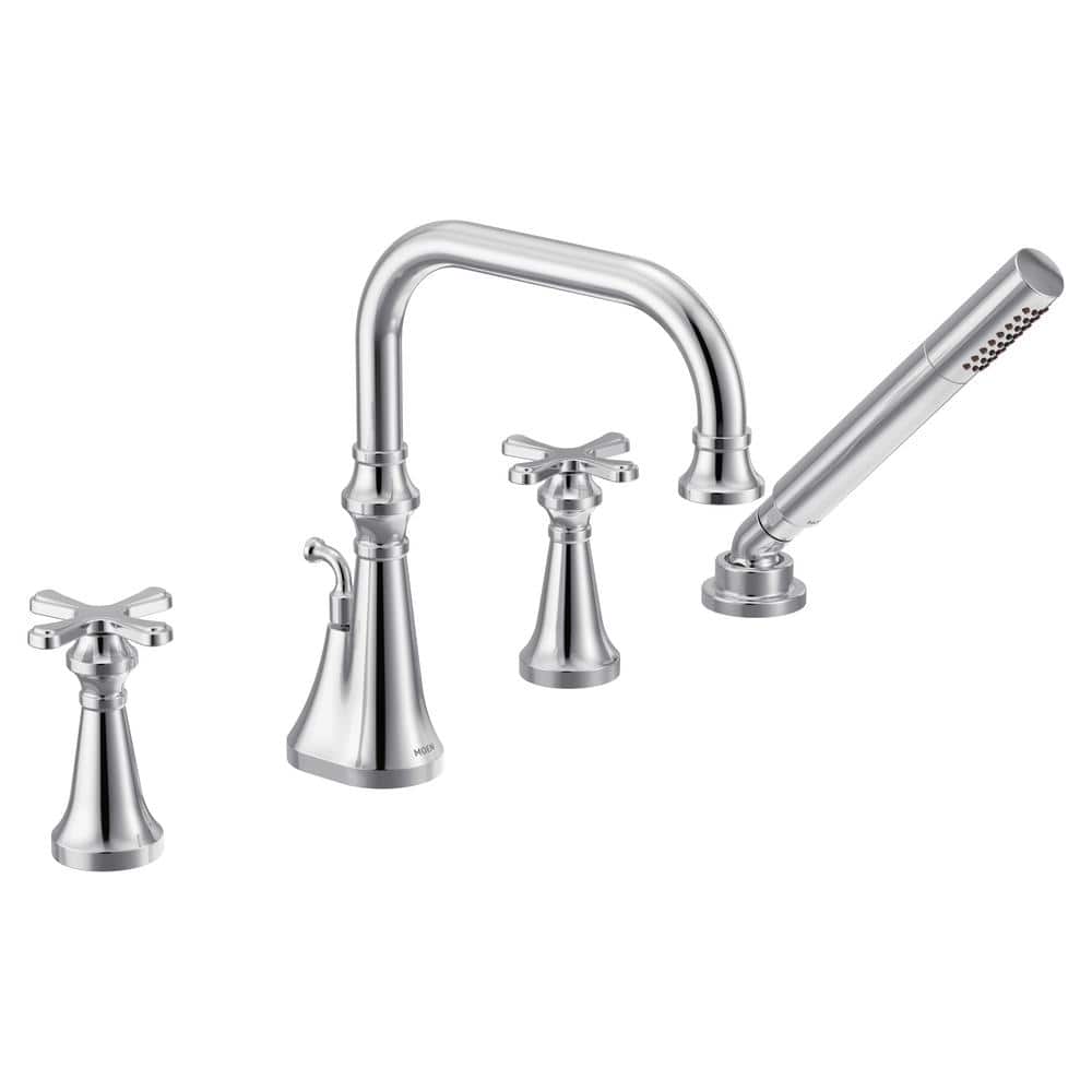 MOEN 2Handle DeckMount Roman Tub Faucet Trim with Cross