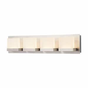 Alberson Collection 4-Light Brushed Nickel LED Vanity Light with Frosted Acrylic Shade