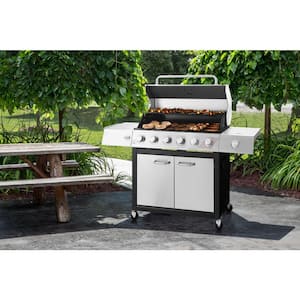 6-Burner Propane Gas Grill in Stainless Steel with TriVantage Multifunctional Cooking System