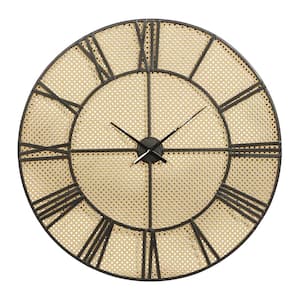 Glitzhome 31.50 in. W Oversized Farmhouse Wooden/Metal Wall Clock