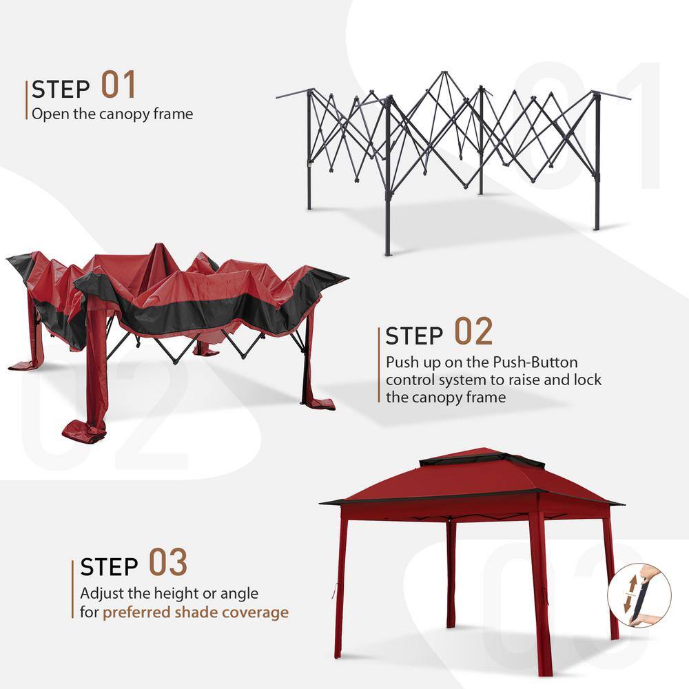 Red Steel 11x11 Patio Gazebo with Mosquito Netting