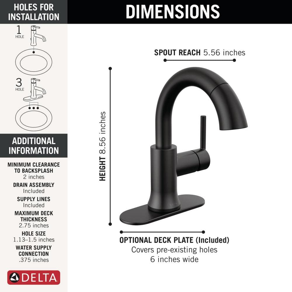 Matte Black Single Handle Pull Down Bathroom Faucet