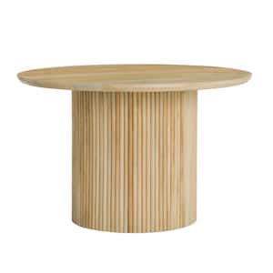 Cranford 48 in. Modern Round Solid Wood Dining Table with Fluted Pedestal Base (Seats 4)