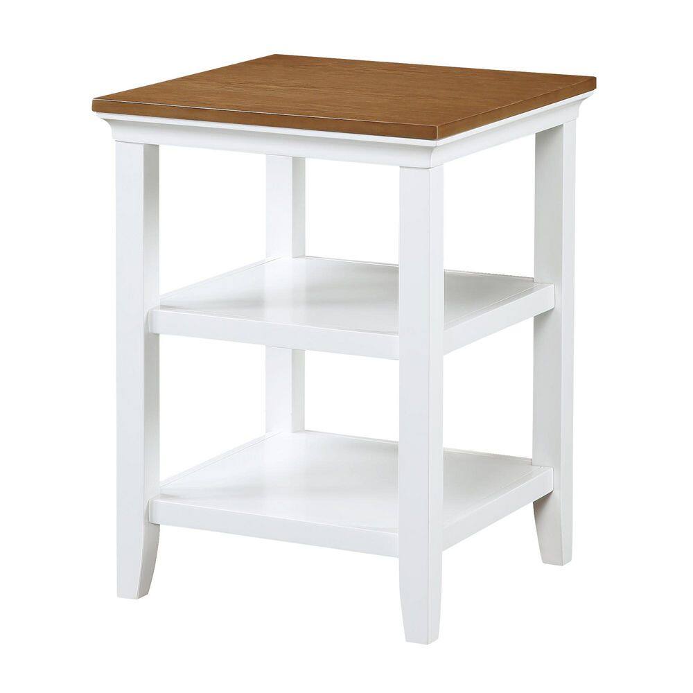 Tribeca Driftwood & White Square End Table with Storage Shelves