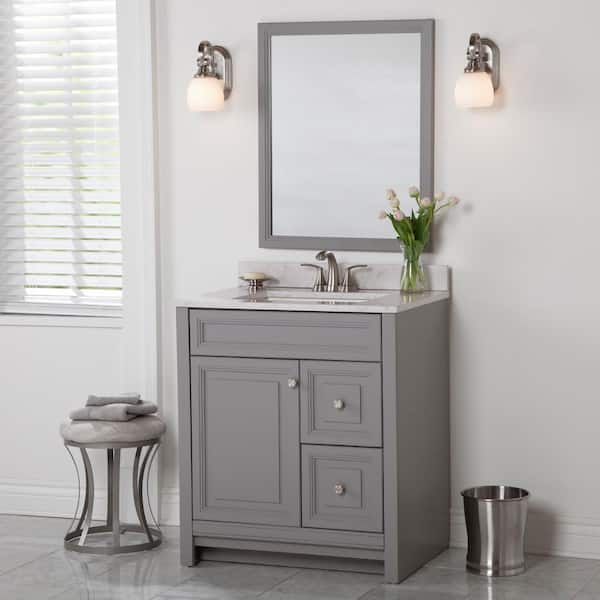 Home Decorators Collection Brinkhill 31 in. W x 22 in. D Bathroom Vanity in Sterling Gray with Stone Effect Vanity Top in Pulsar with White Sink