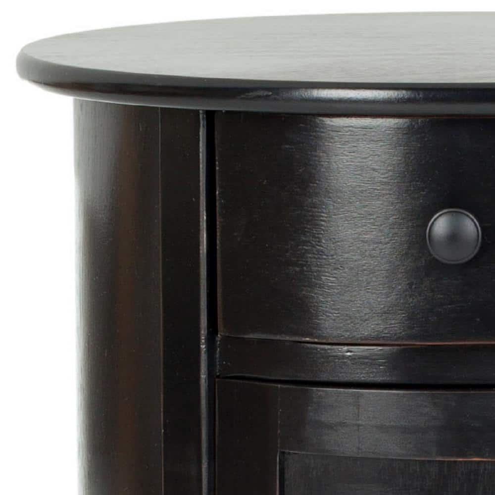 Transitional Gray Round Swivel End Table with Storage