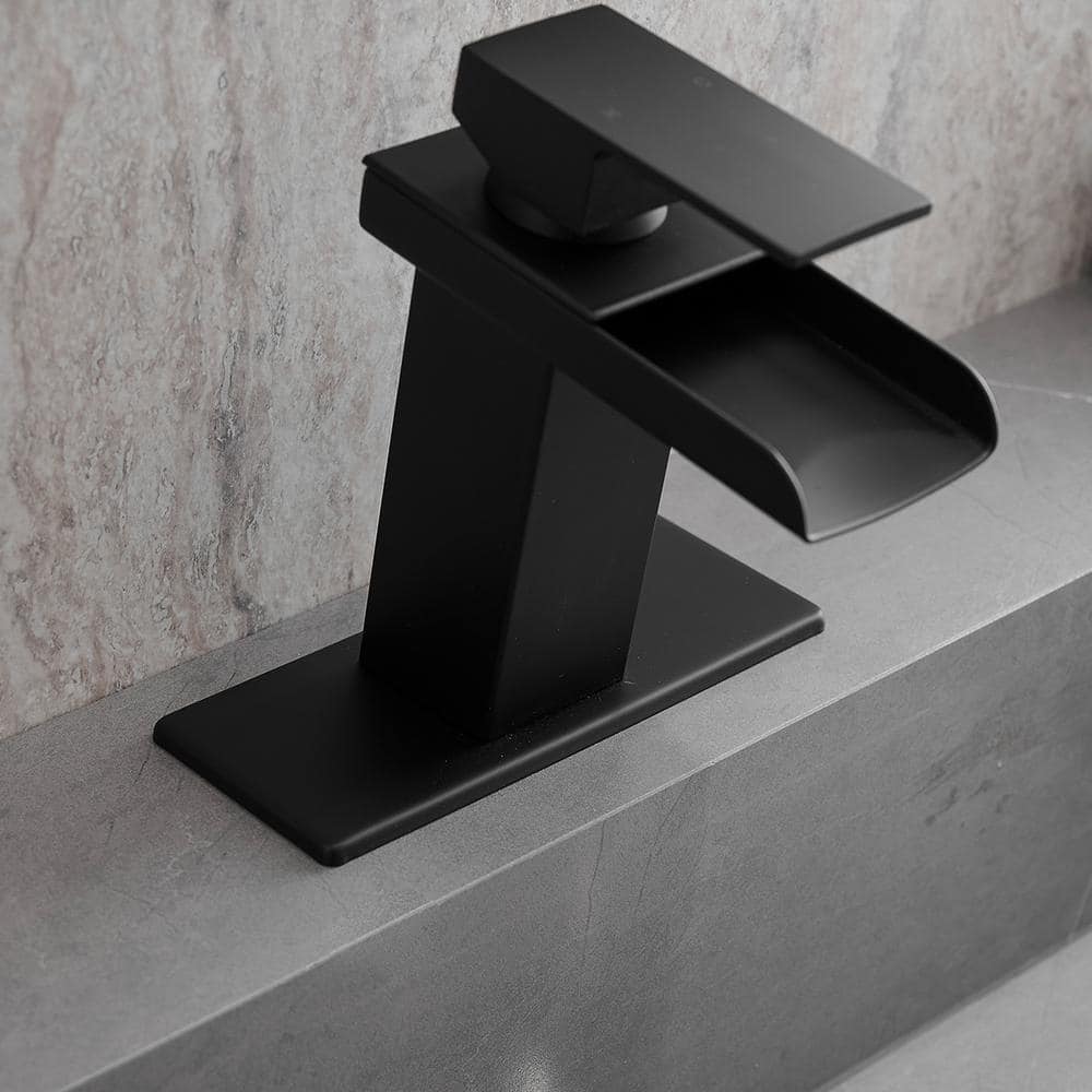 Matte Black Stainless Steel Single Handle Waterfall Bathroom Faucet