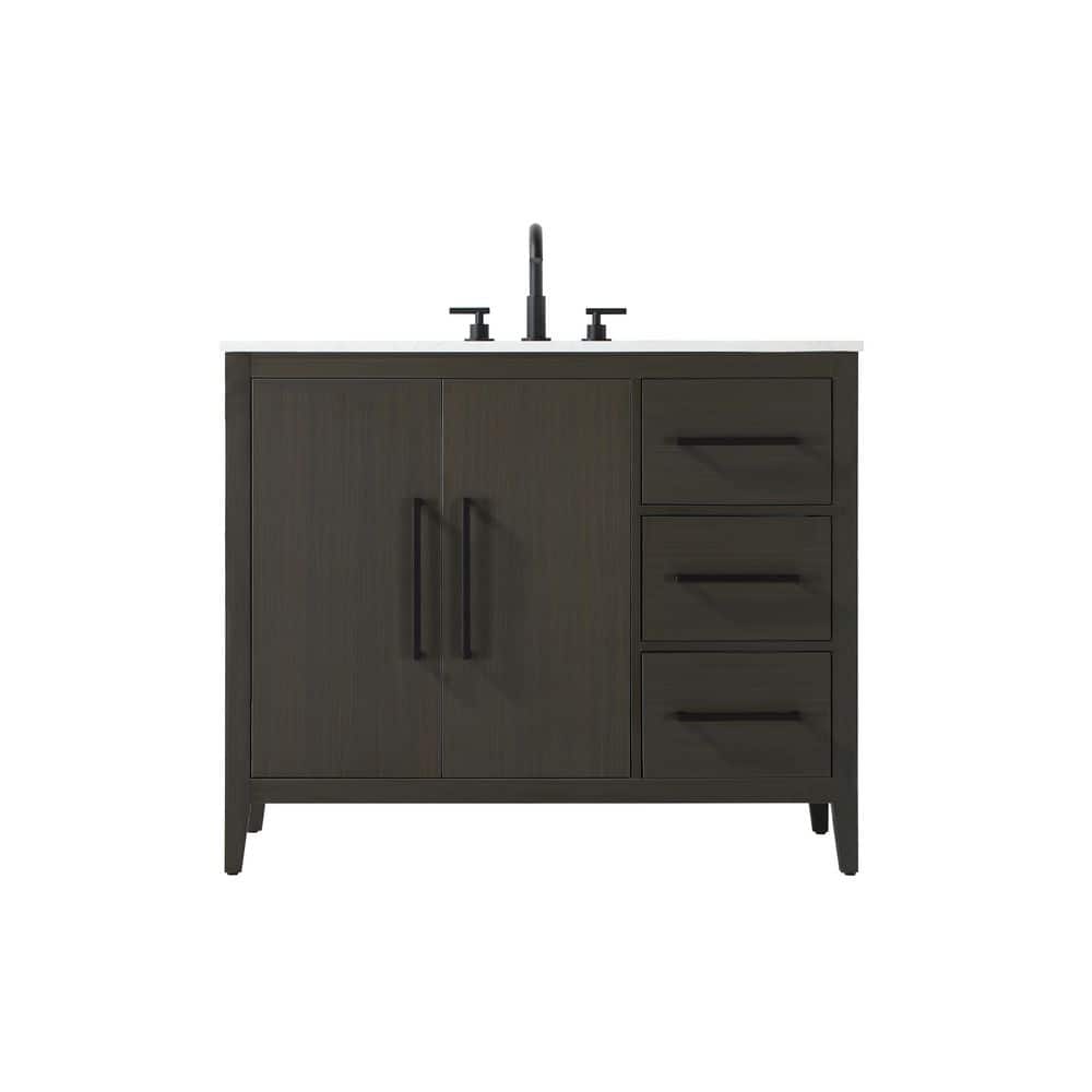 42 in. Single Sink Mocha Brown Bath Vanity with White Engineered Marble Top price history on PriceWatchPro