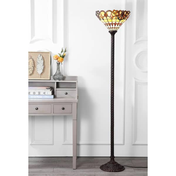 Davis Tiffany-Style 70 in. Bronze Torchiere Floor Lamp