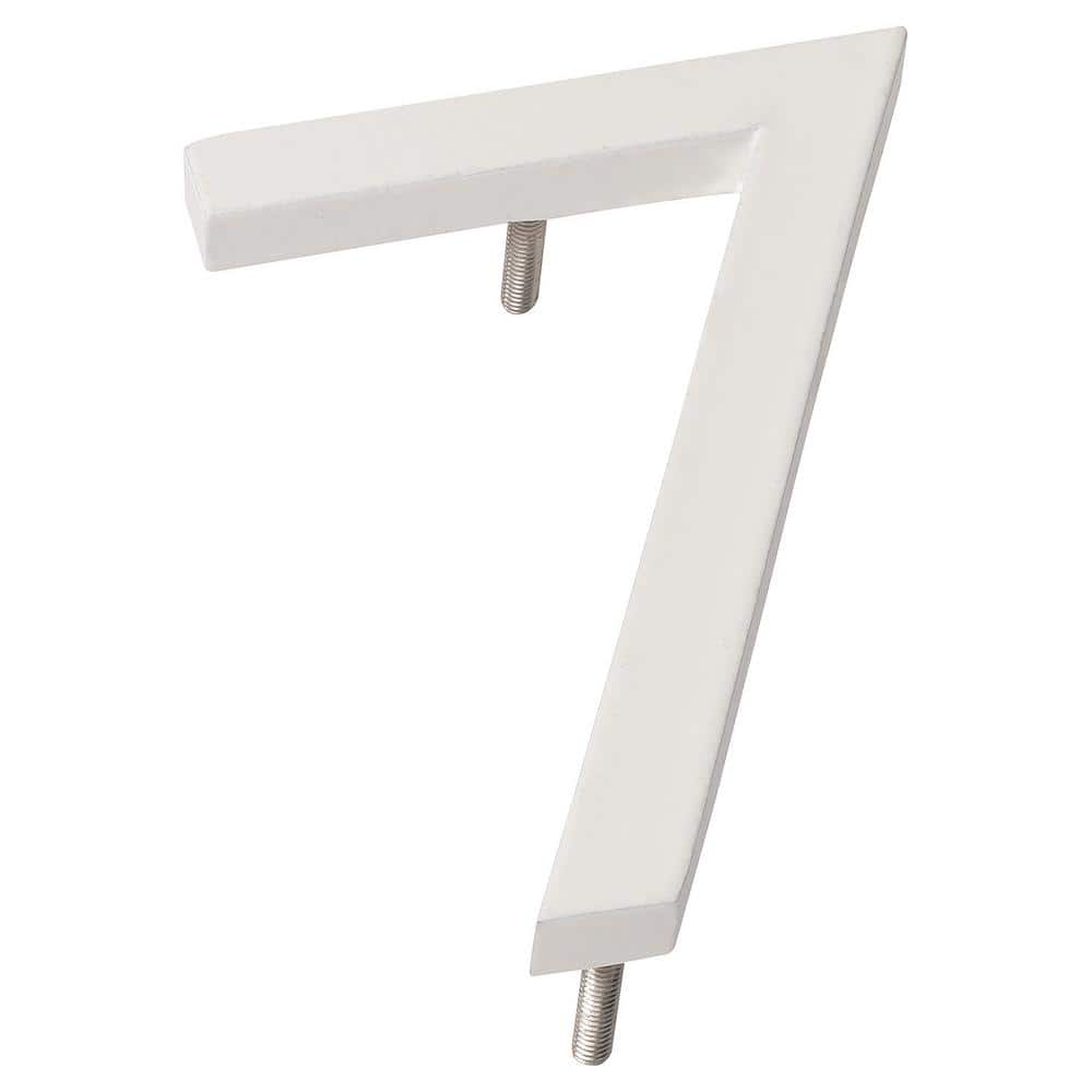 4 in. White Aluminum Floating or Flat Modern House Number 7 product image for price tracking