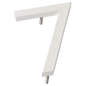 4 in. White Aluminum Floating or Flat Modern House Number 7