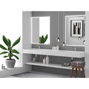 Juniper 84 in. Wall Mount Double-Basin Solid Surface Rectangle Non Vessel Sink Bathroom in Matte White