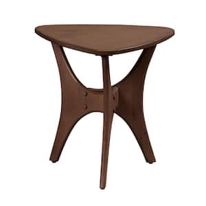 Blaze Brown 21 in. W x 20 in. D x 20.75 in. H Triangle Wood Side Table