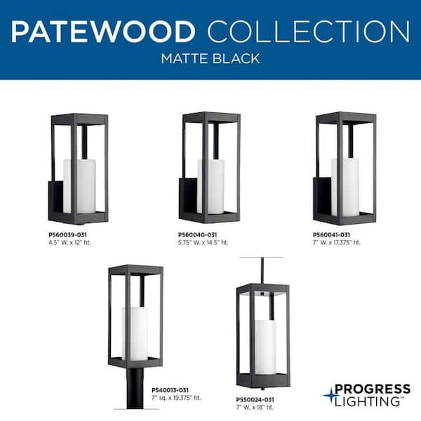 Progress Lighting Patewood 100-Watt 19.375-in Black Modern/Contemporary Post Light Progress Lighting Patewood 100-Watt 19.375-in Black Modern/Contemporary Post Light